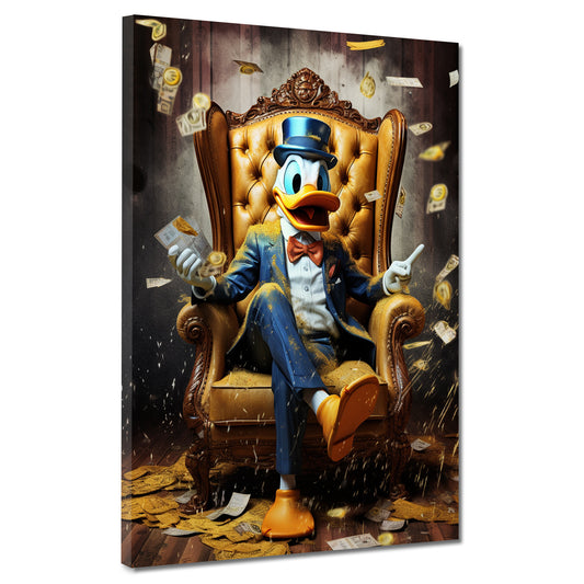 Quadro moderno comic duck soldi motvazione in poltrona