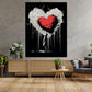 Quadro moderno cuore street art ragazza black style
