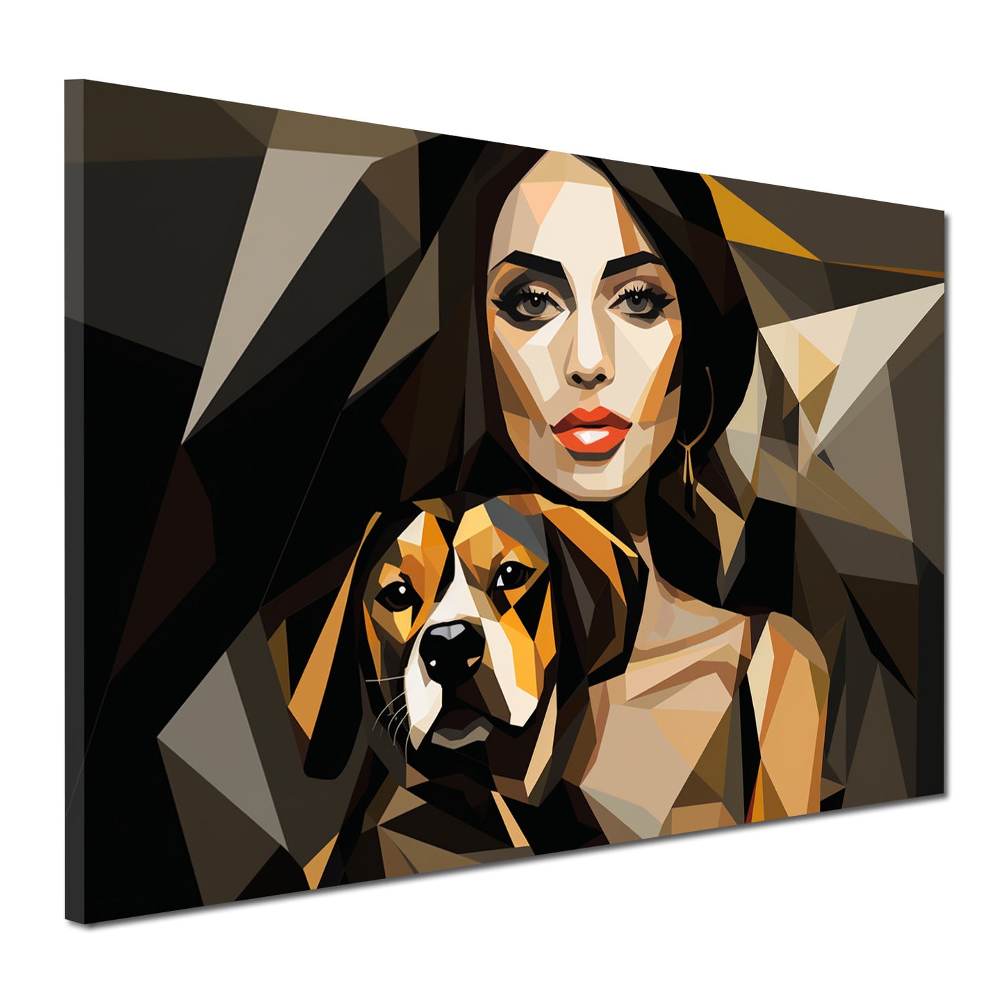 Quadro moderno donna astratta con cane