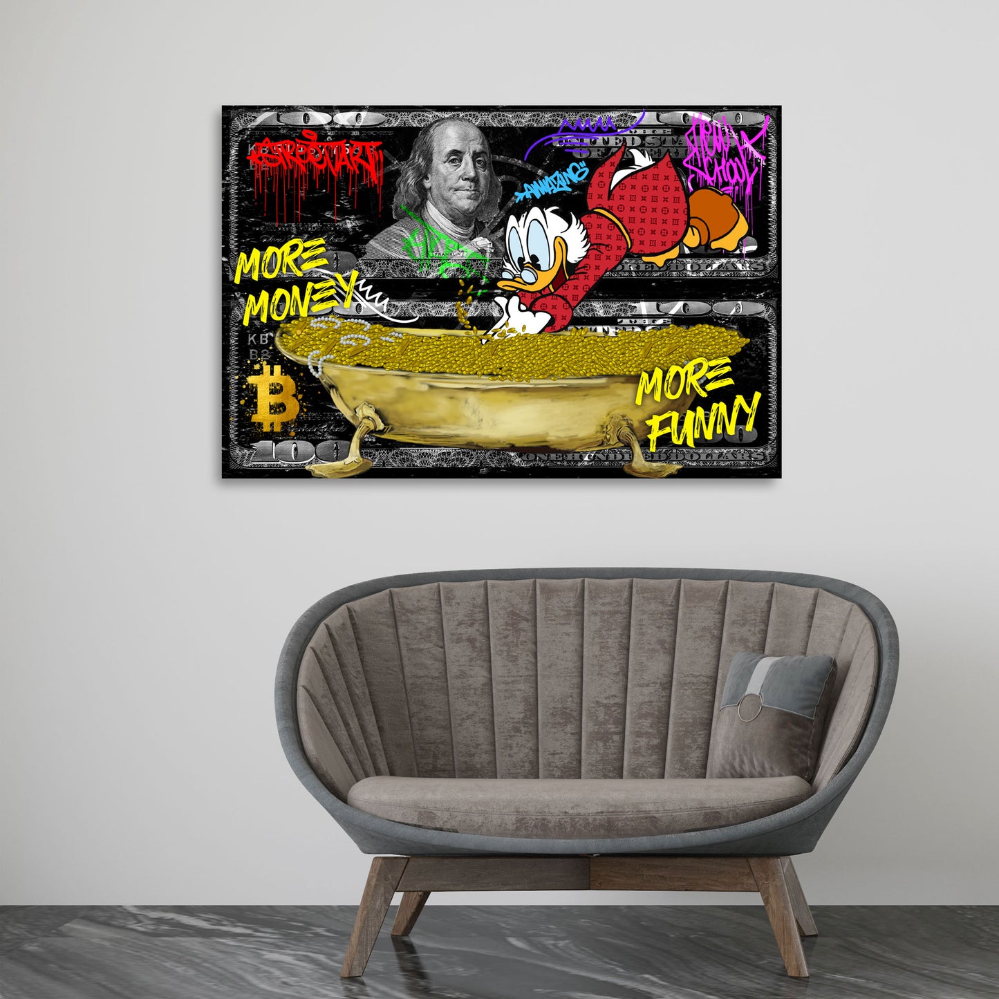 Quadro moderno duck denaro vasca da bagno motivazione pop art