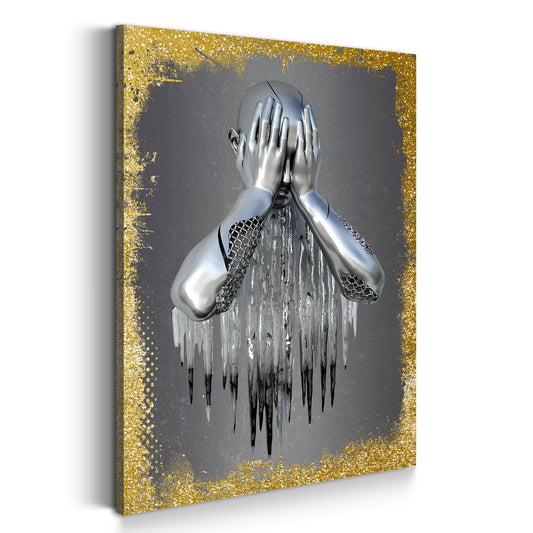 Quadro moderno figura astratta triste in metallo arte da parete stile metallo stile oro