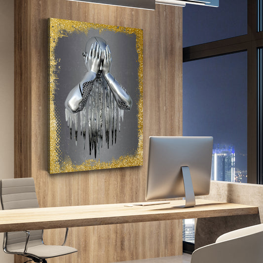 Quadro moderno figura astratta triste in metallo arte da parete stile metallo stile oro