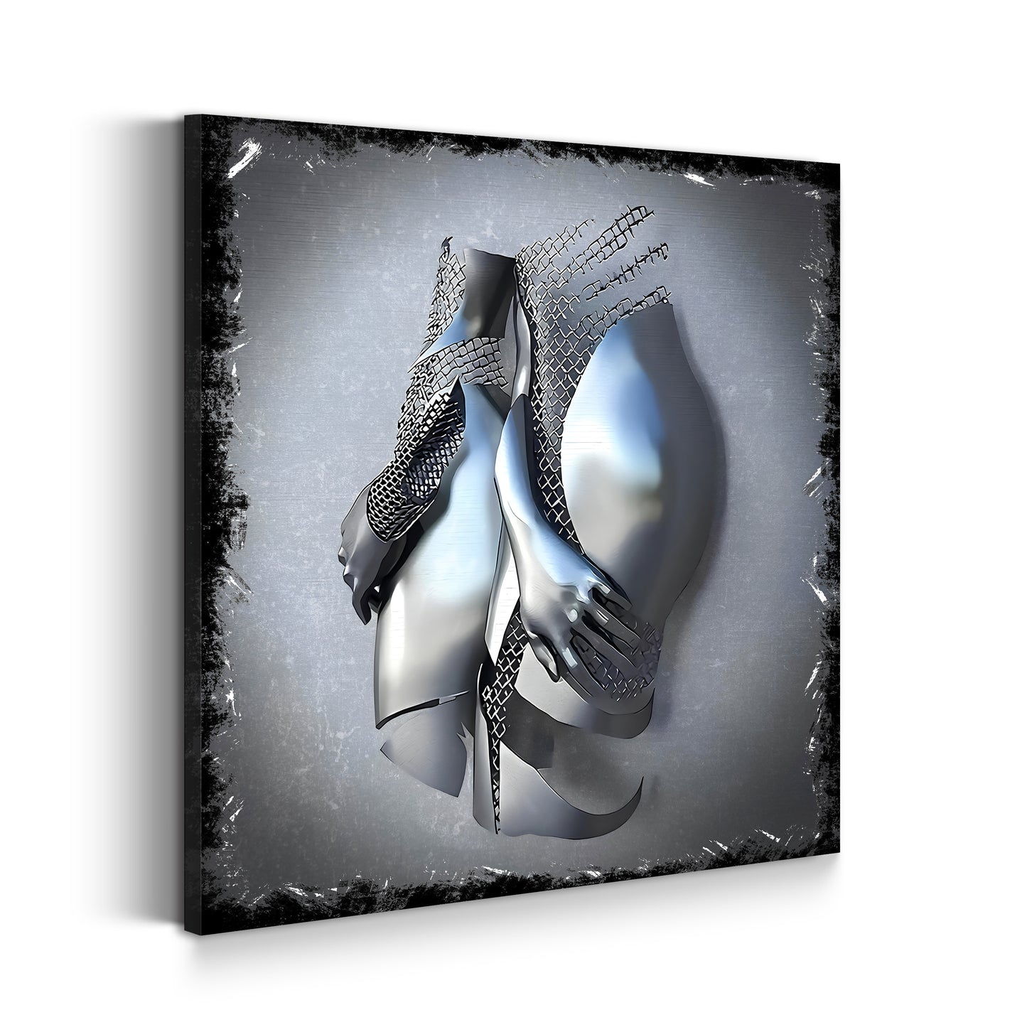 Quadro moderno figura astratta stile metallo 2 corpi wall art