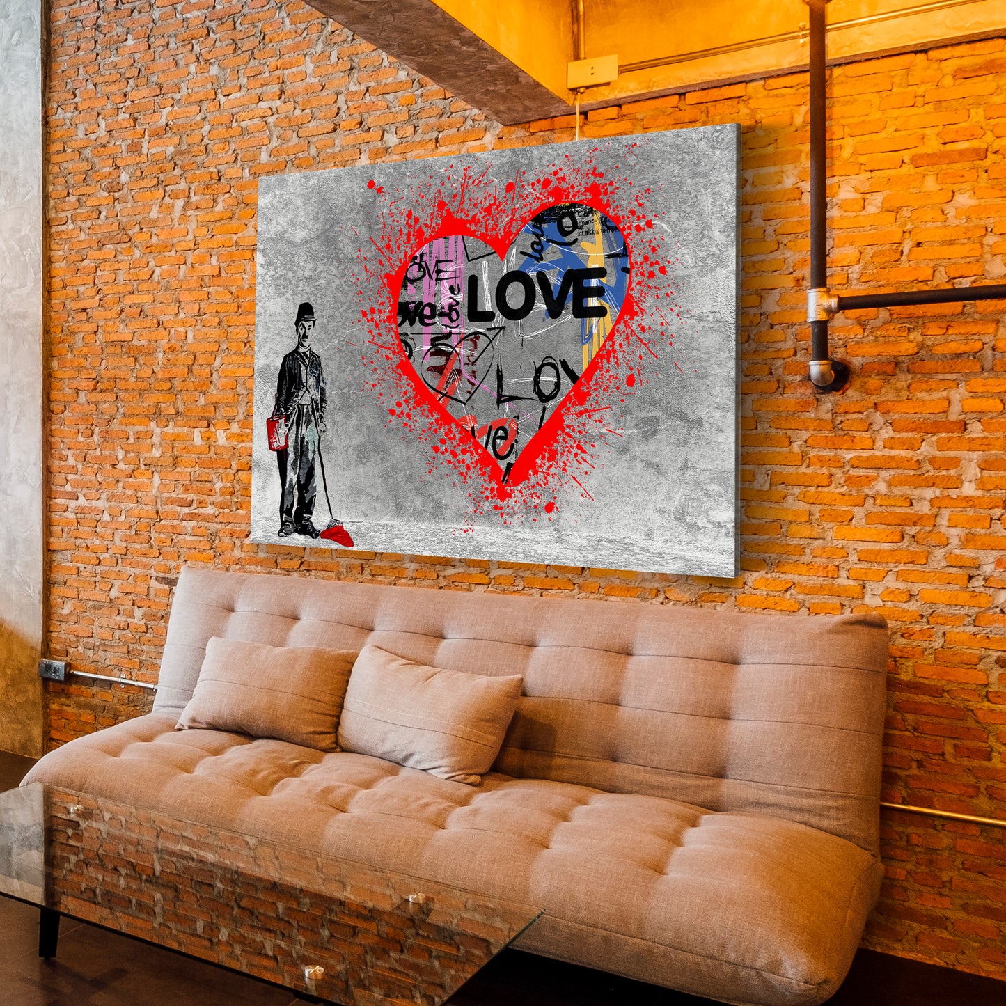 Quadro moderno graffiti cuore rosso street art