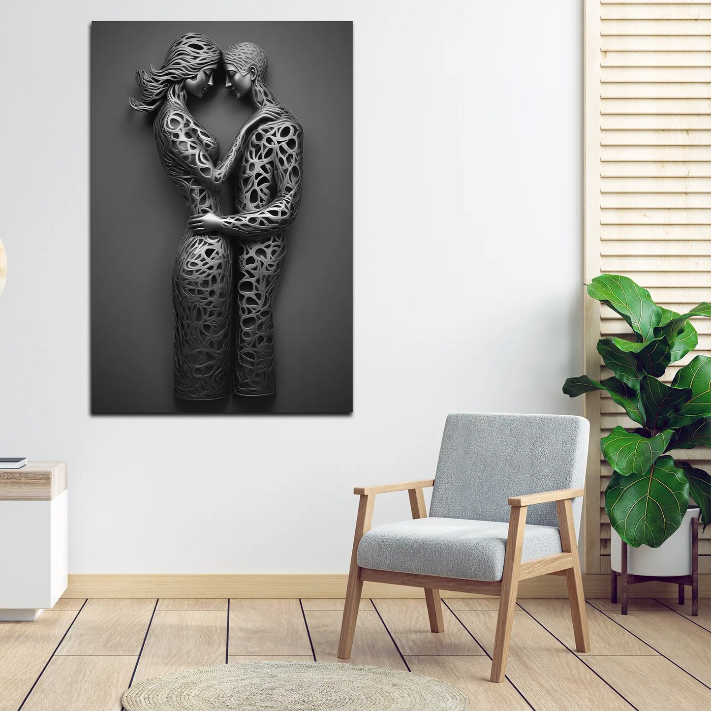 Quadro moderno love figure stile metallo