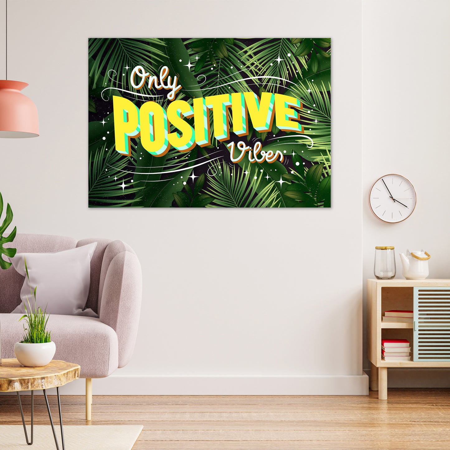 Quadro stampa su tela moderno motivazionale POSITIVE VIBES