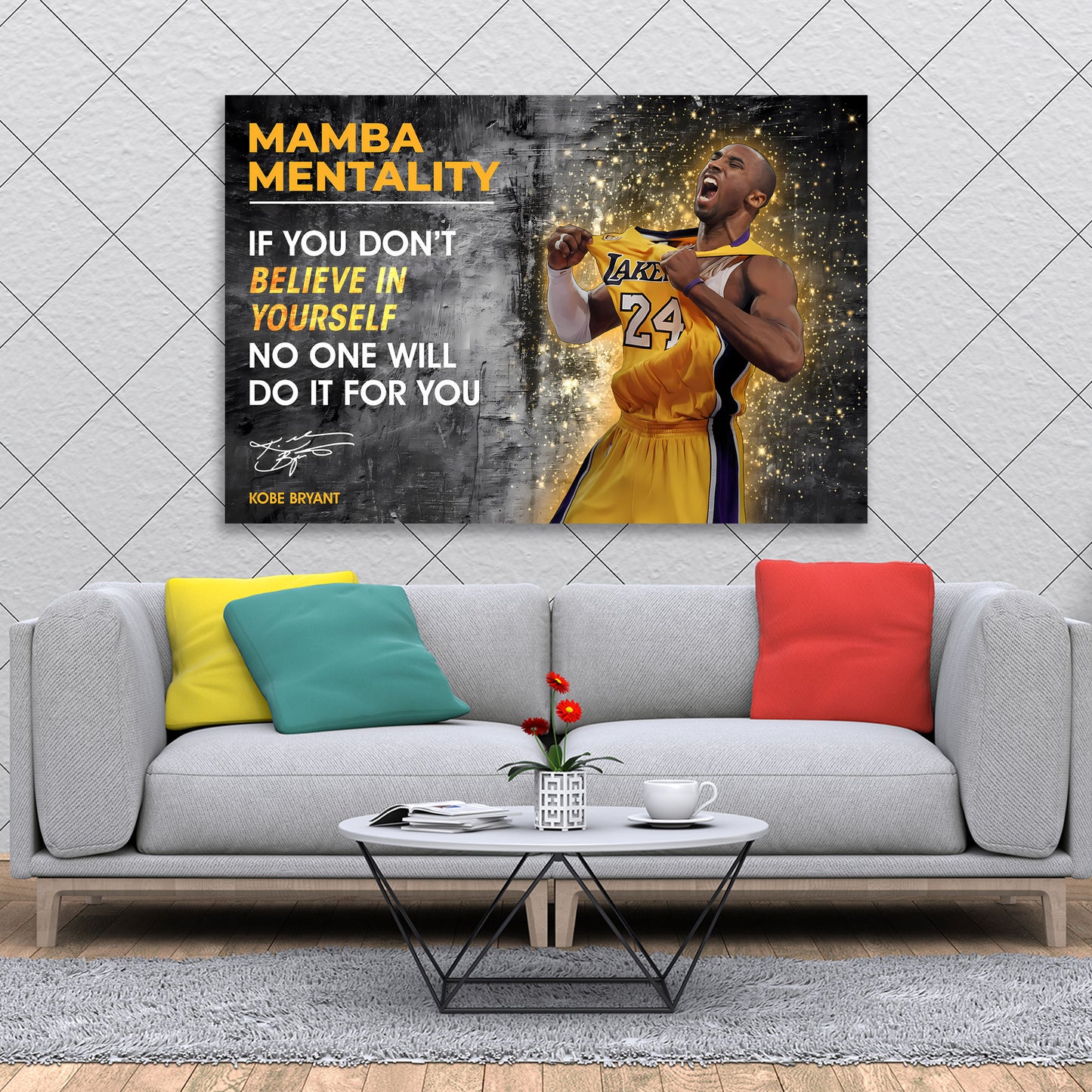 Quadro moderno motivazione Mamba Mentality Basket Sport