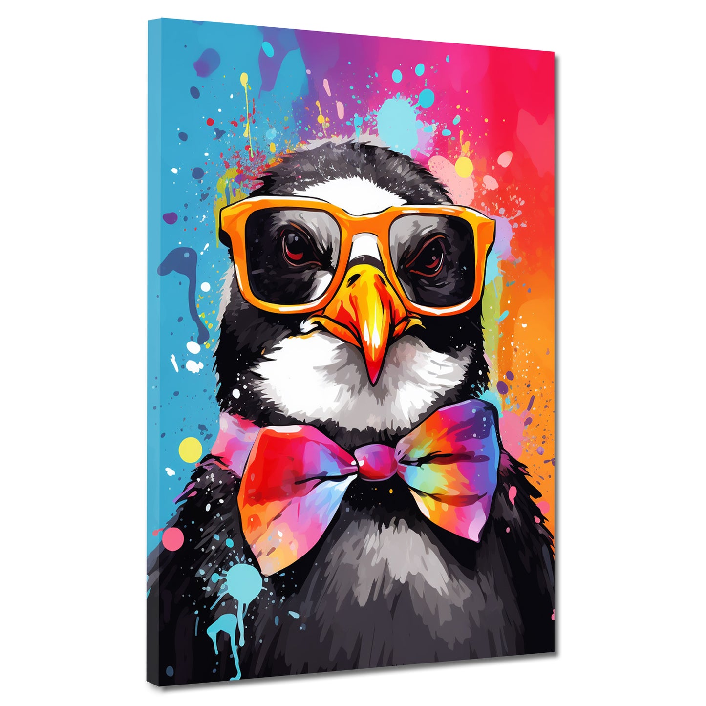 Quadro moderno pinguino cool con occhiali da sole e papillon Pop Art