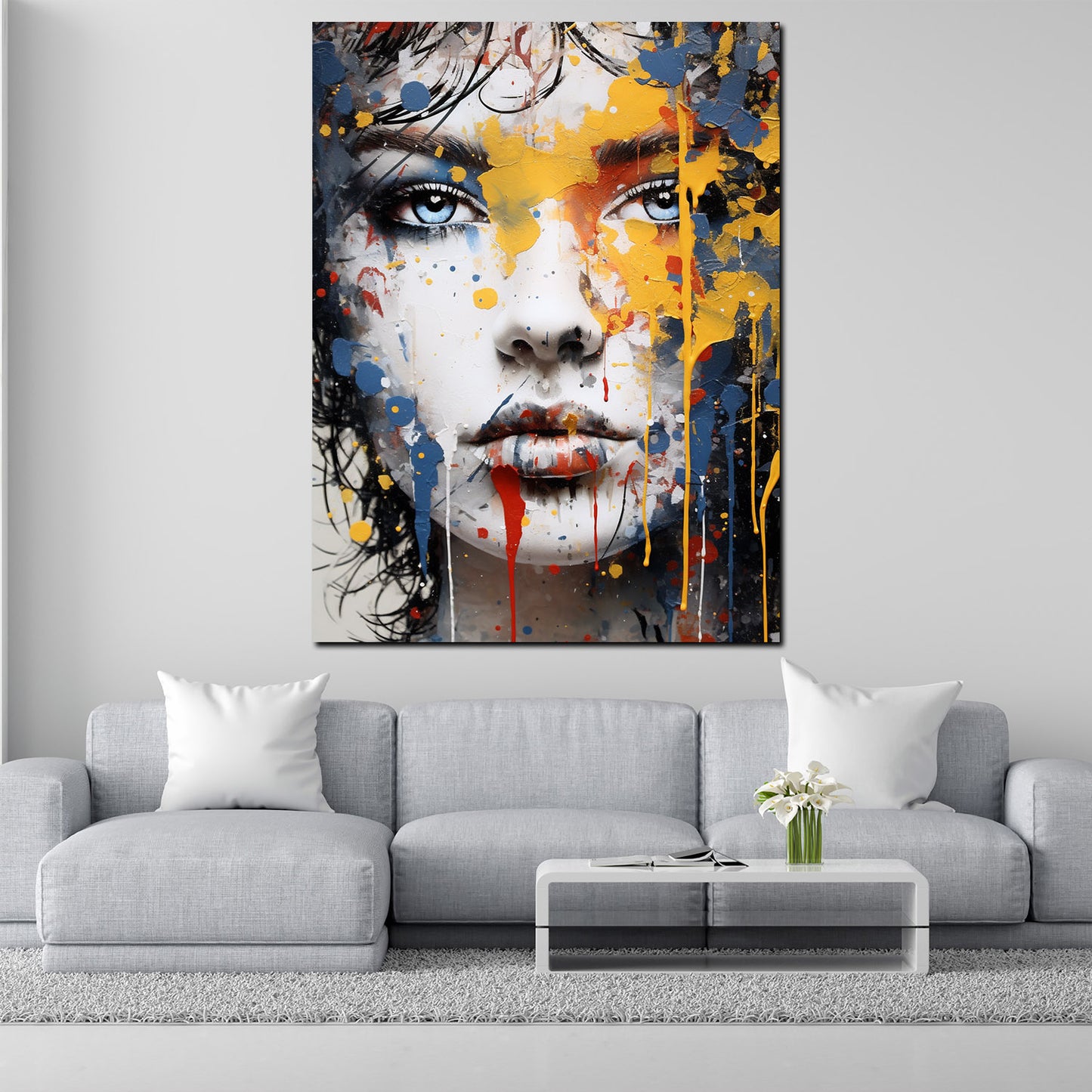 Quadro moderno pop art astratto splash cool girl color style