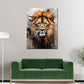 Quadro moderno pop art leone frontale splash