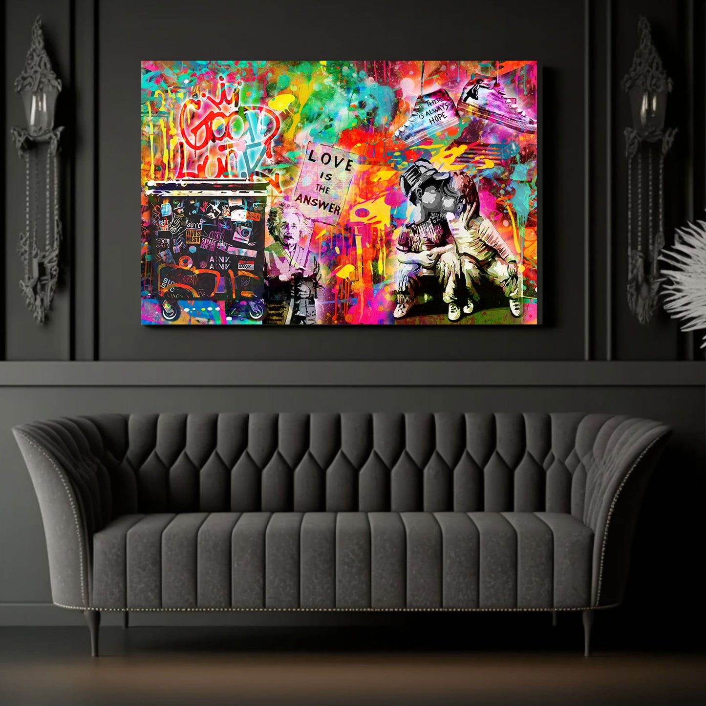 Quadro moderno pop street art kids Love is the Answer Graffiti Style