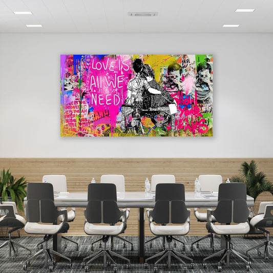 Quadro moderno Ragazzo & Ragazza Street Art Love IS ALL WE Need