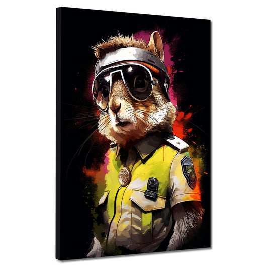 Quadro moderno scoiattolo astratto in uniforme gialla