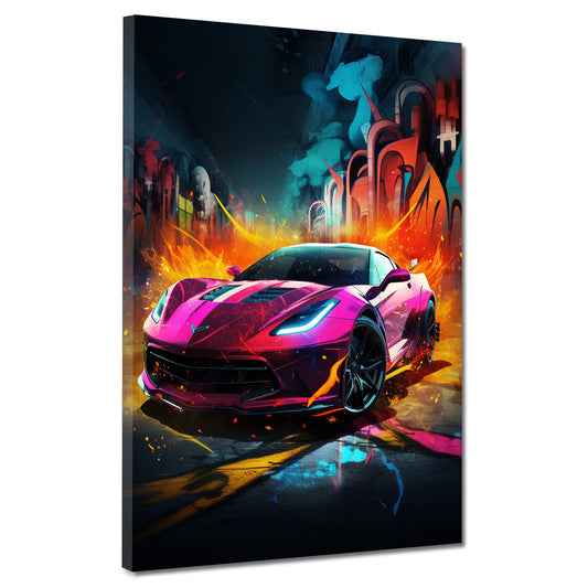 Quadro moderno street art Auto sportiva rosa