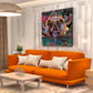 Quadro moderno street art Bulldog con corona graffiti