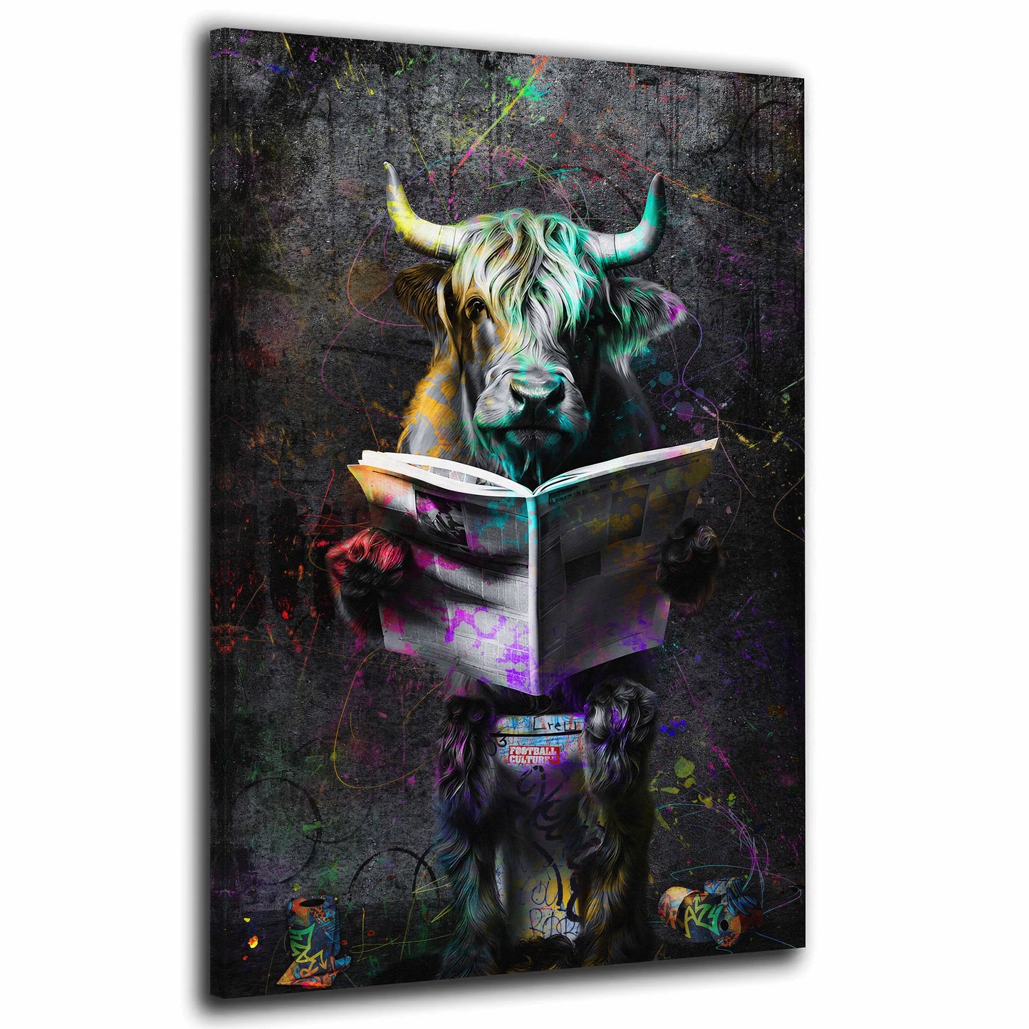 Quadro moderno toro pop art con giornale