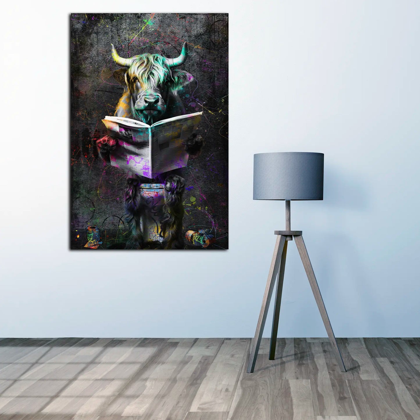 Quadro moderno toro pop art con giornale