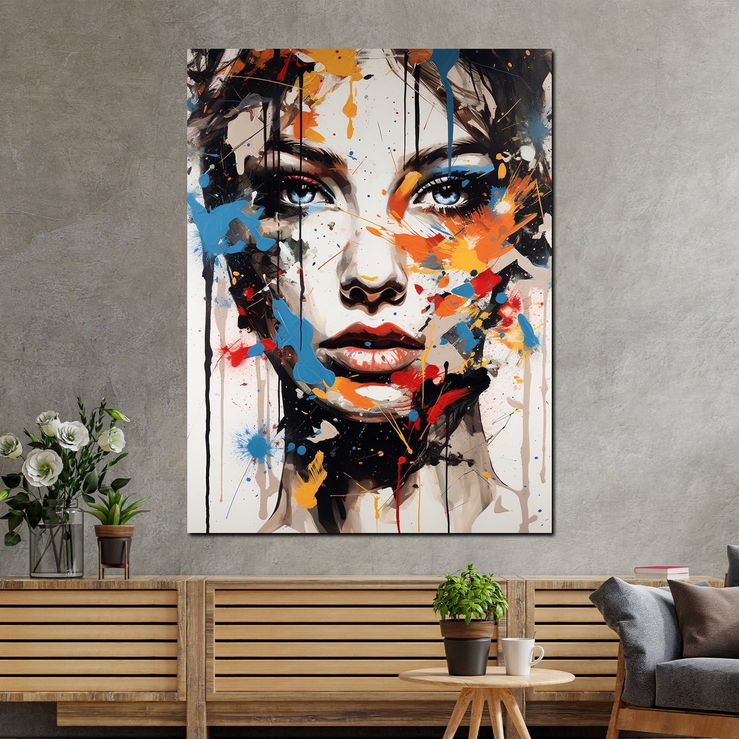 Quadro moderno volto donna astratto Pop Art Colour Style