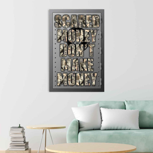 Quadro stampa su tela motivazionale Soldi & Successo Scared