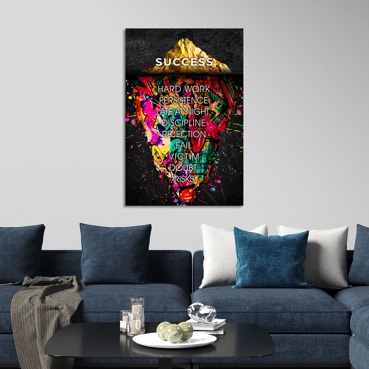 Quadro motivazione successo e disciplina Street Art Iceberg