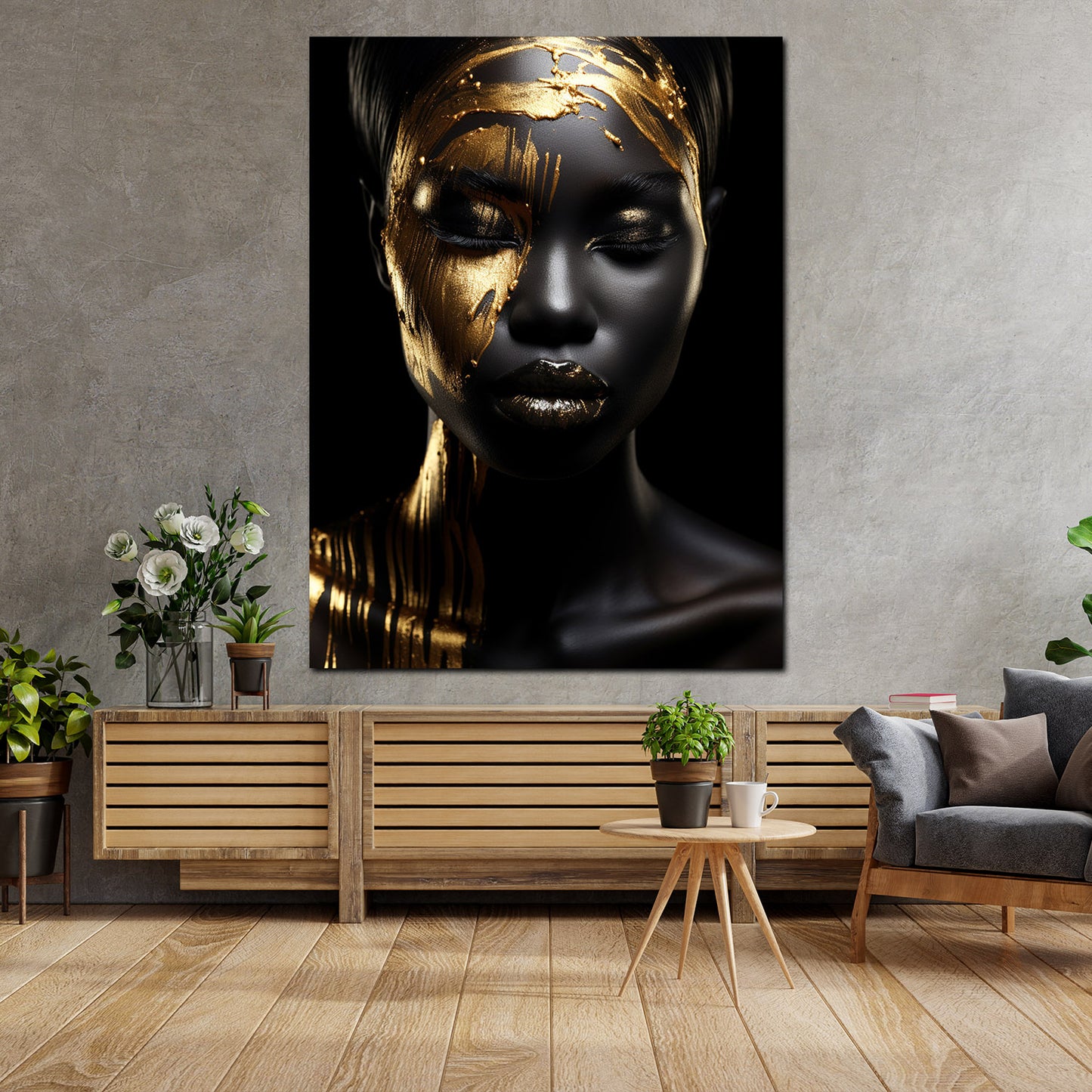Quadro oro donna africana frontale