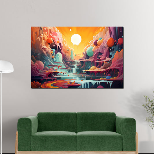 Quadro paesaggio surrealista da sogno