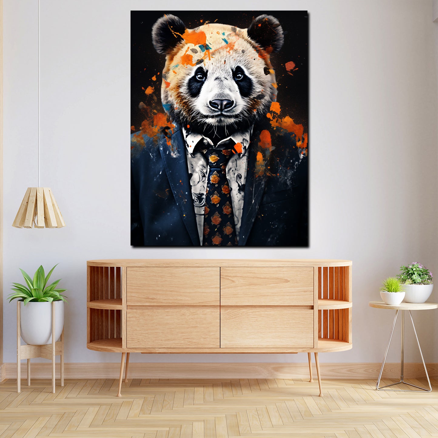 Quadro panda in abito blu Pop Art Splash