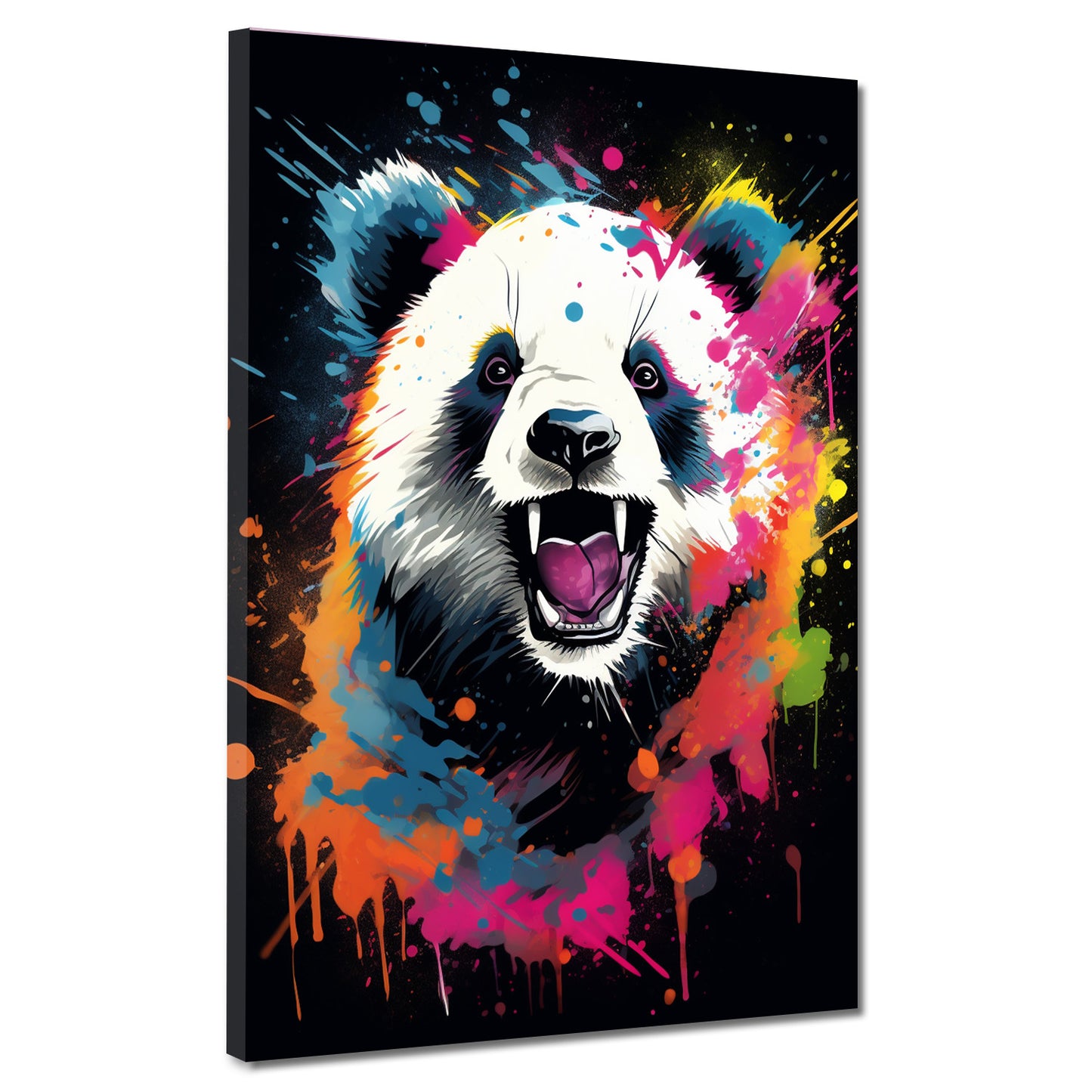Quadro panda pop art splatter astratto