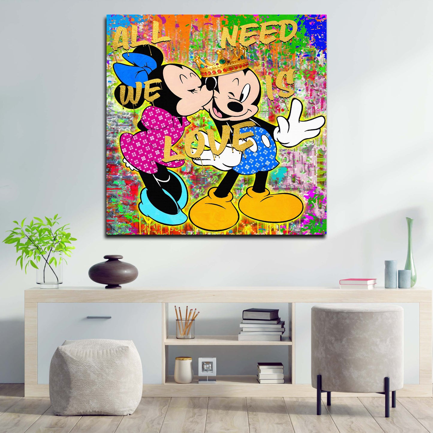 Quadro pop art King topolini in love comic