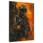 Quadro pop art astratto pompiere con gatto