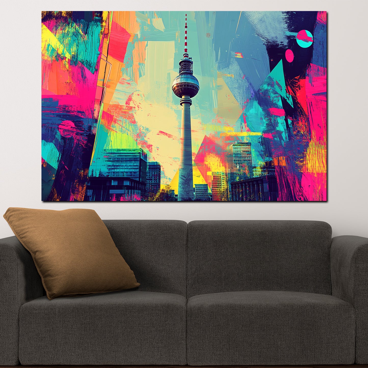 Quadro pop art berlino torre della televisione skyline colorata