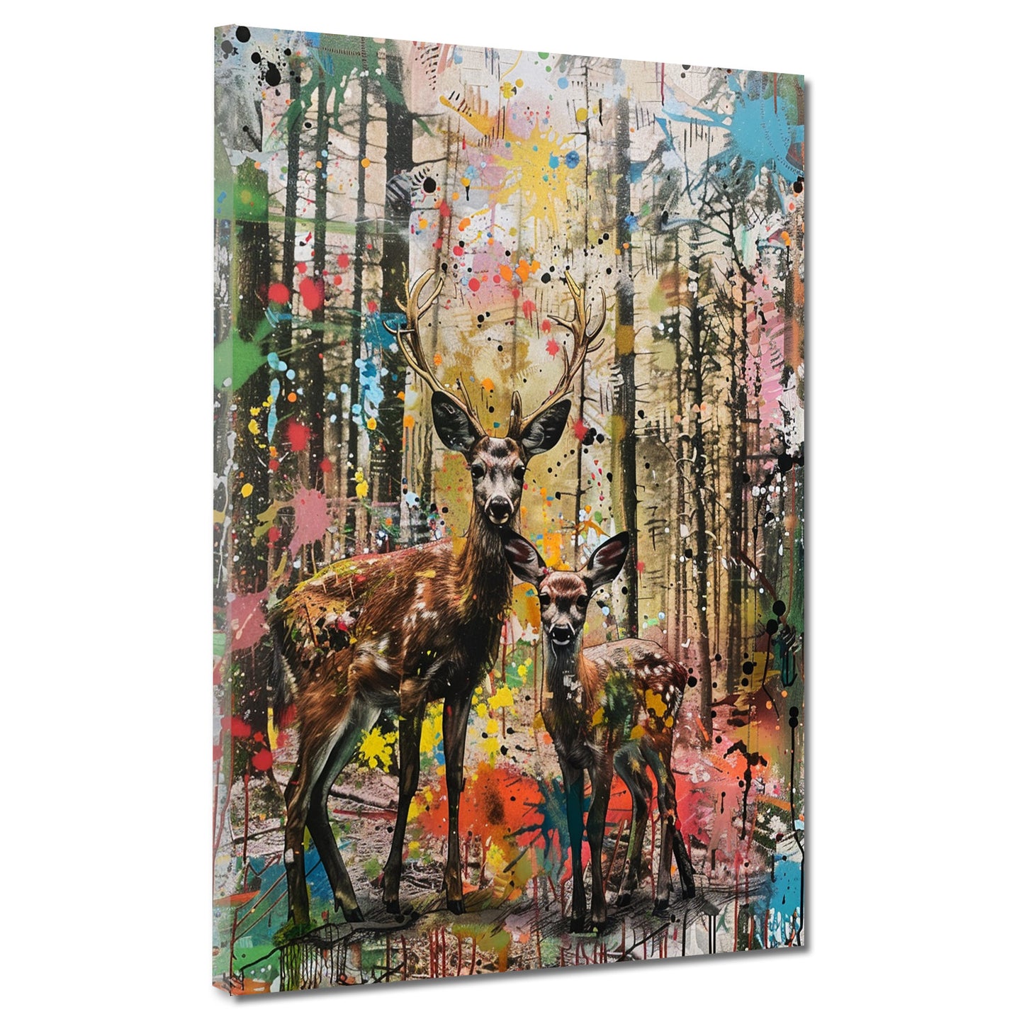Quadro pop art cervo cerbiatto foresta moderno colorato
