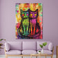 Quadro pop art coppia di gatti colorato
