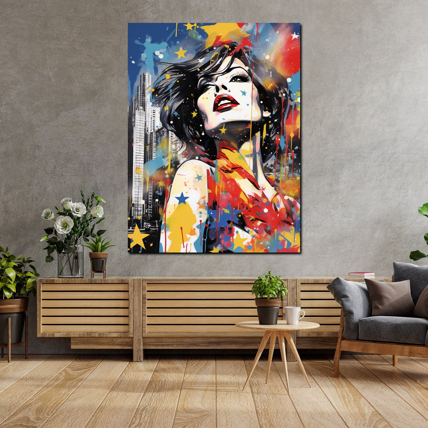 Quadro pop art donna cool USA splash