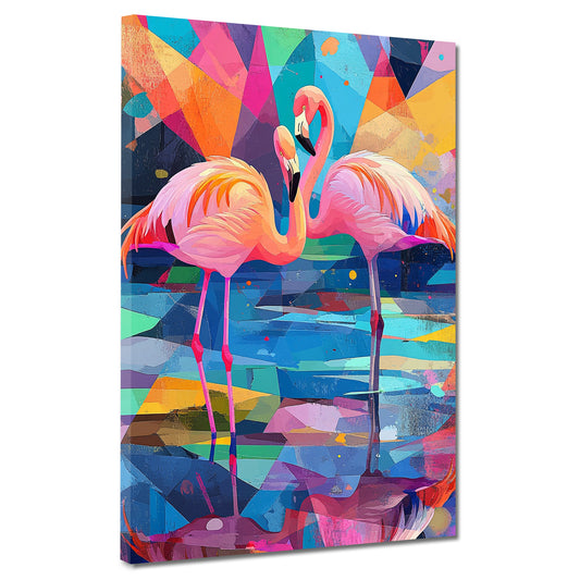 Quadro pop art fenicotteri colorati geometrico moderno vivace