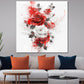 Quadro rose rosse e bianche in arte astratta moderna