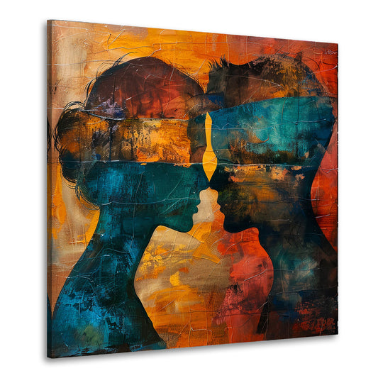 Quadro sagome astratte in colori caldi