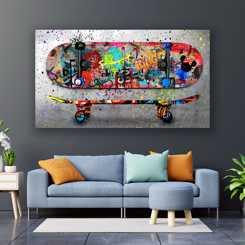 Quadro skateboard in stile graffiti style