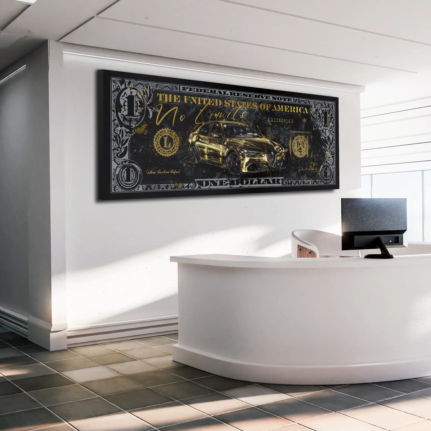 Quadro Dollaro Alfa Romeo No Limits, Pop Art