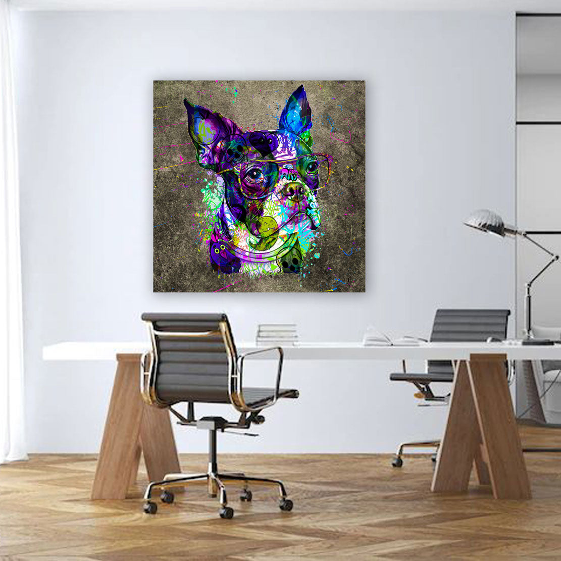 Quadro stampa su tela Graffiti Pop Art Bulldog Francese Abstract Style