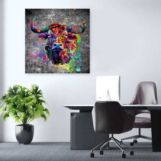 Quadro stampa su tela Graffiti Street Art Toro