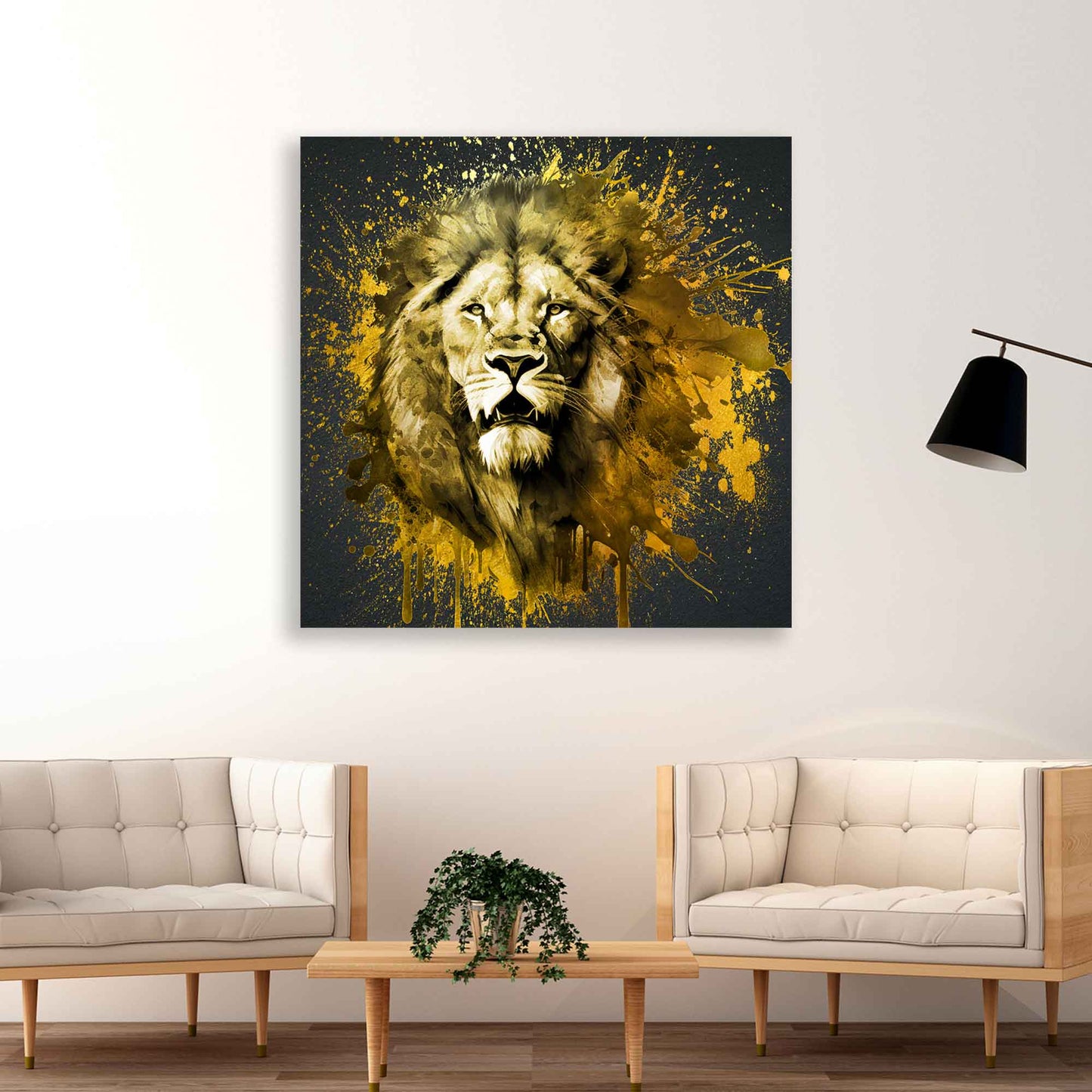 Quadro stampa su tela Leone Gold Pop Art Style