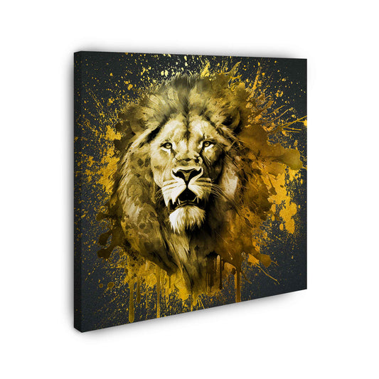 Quadro stampa su tela Leone Gold Pop Art Style