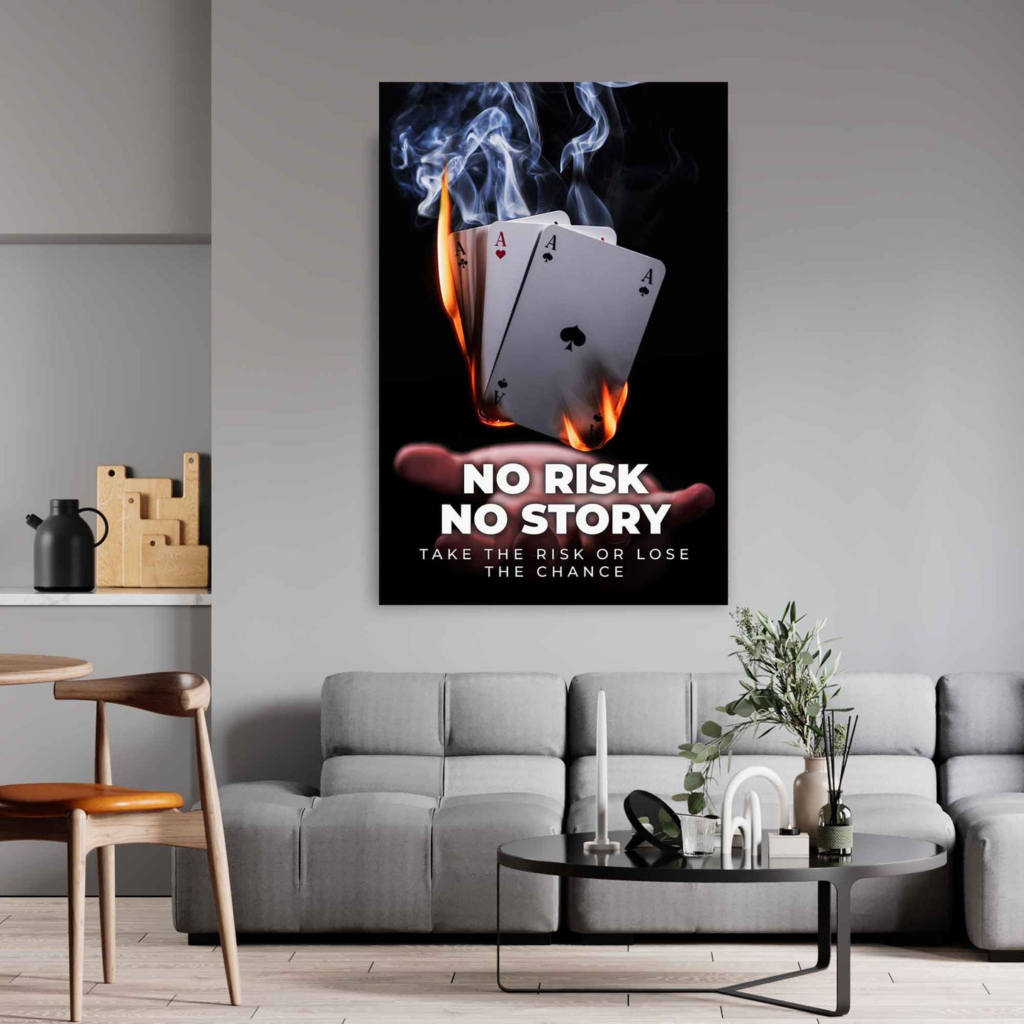 Quadro stampa su tela Motivazione No Risk No Story