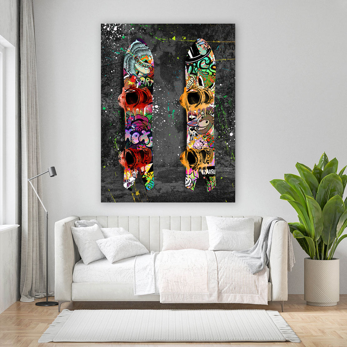 Quadro stampa su tela Snowboard Graffiti Style