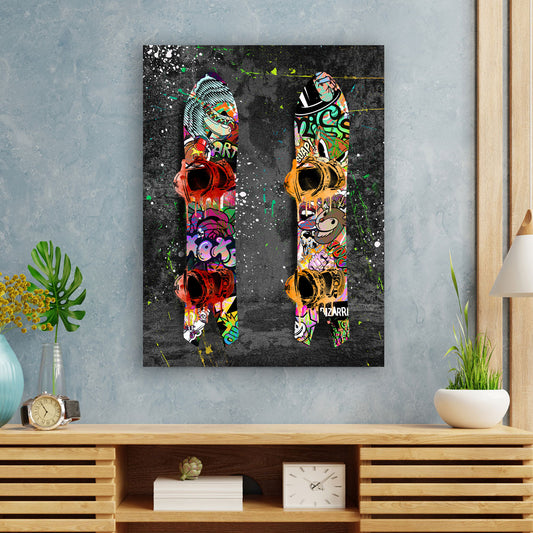 Quadro stampa su tela Snowboard Graffiti Style