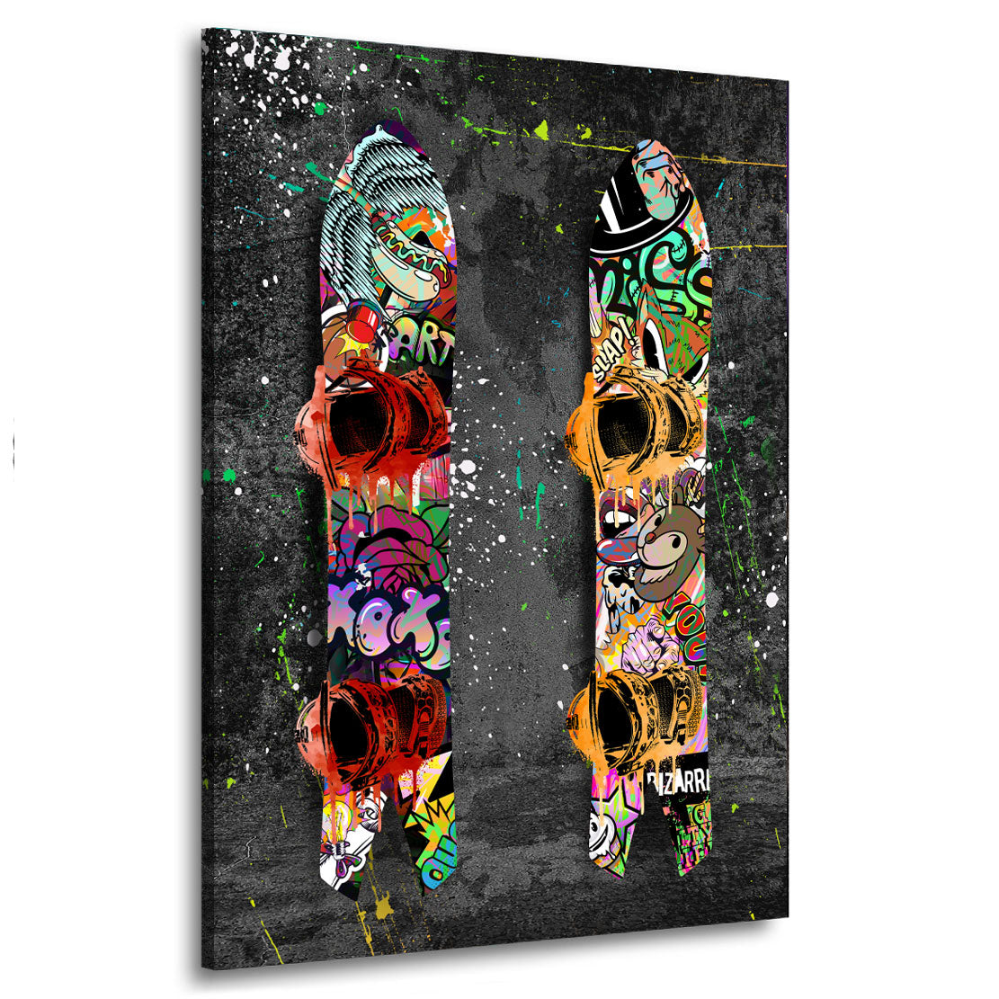 Quadro stampa su tela Snowboard Graffiti Style