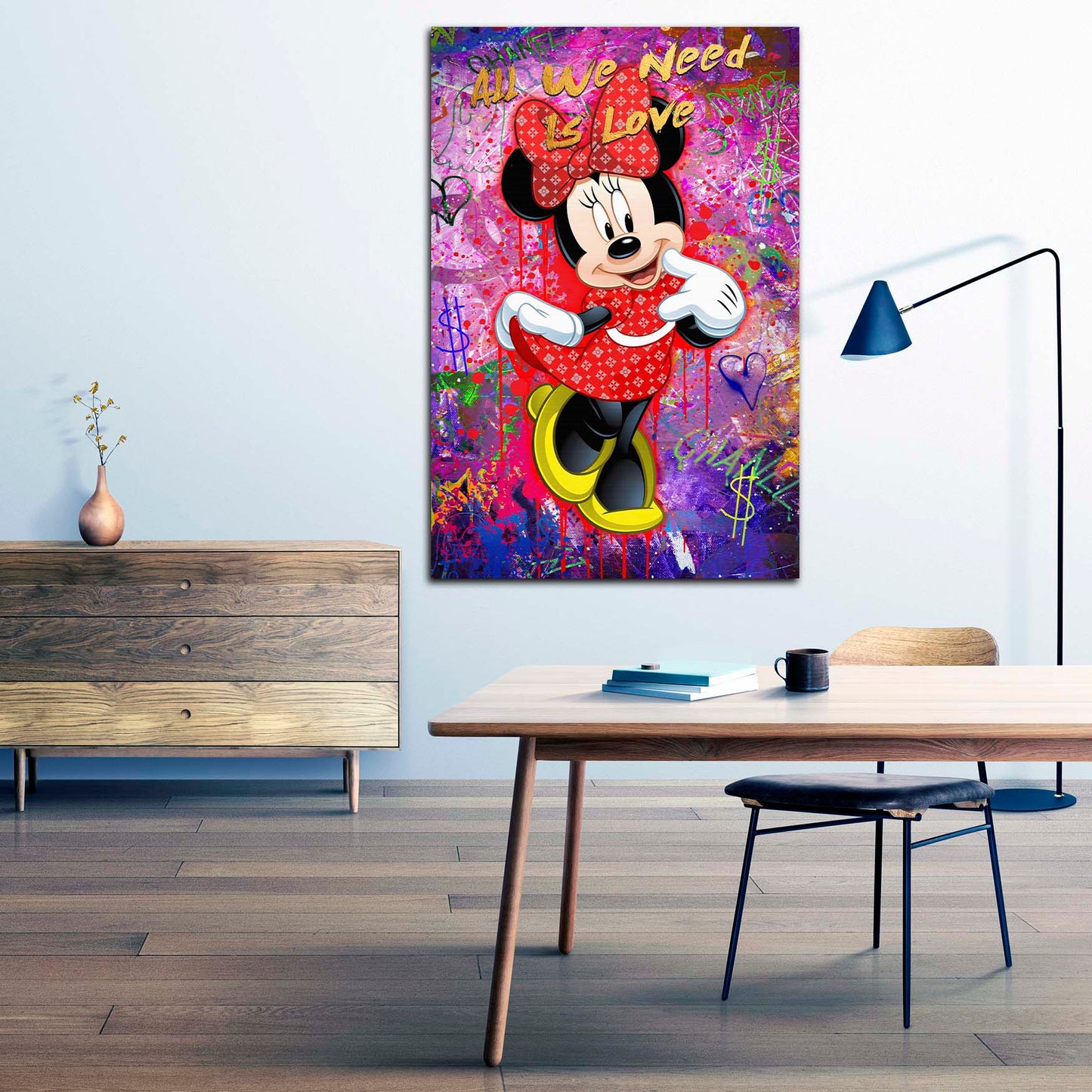 Quadro stampa su tela arte Pop Art moderna Topolina Red Dress, comic & fumetti