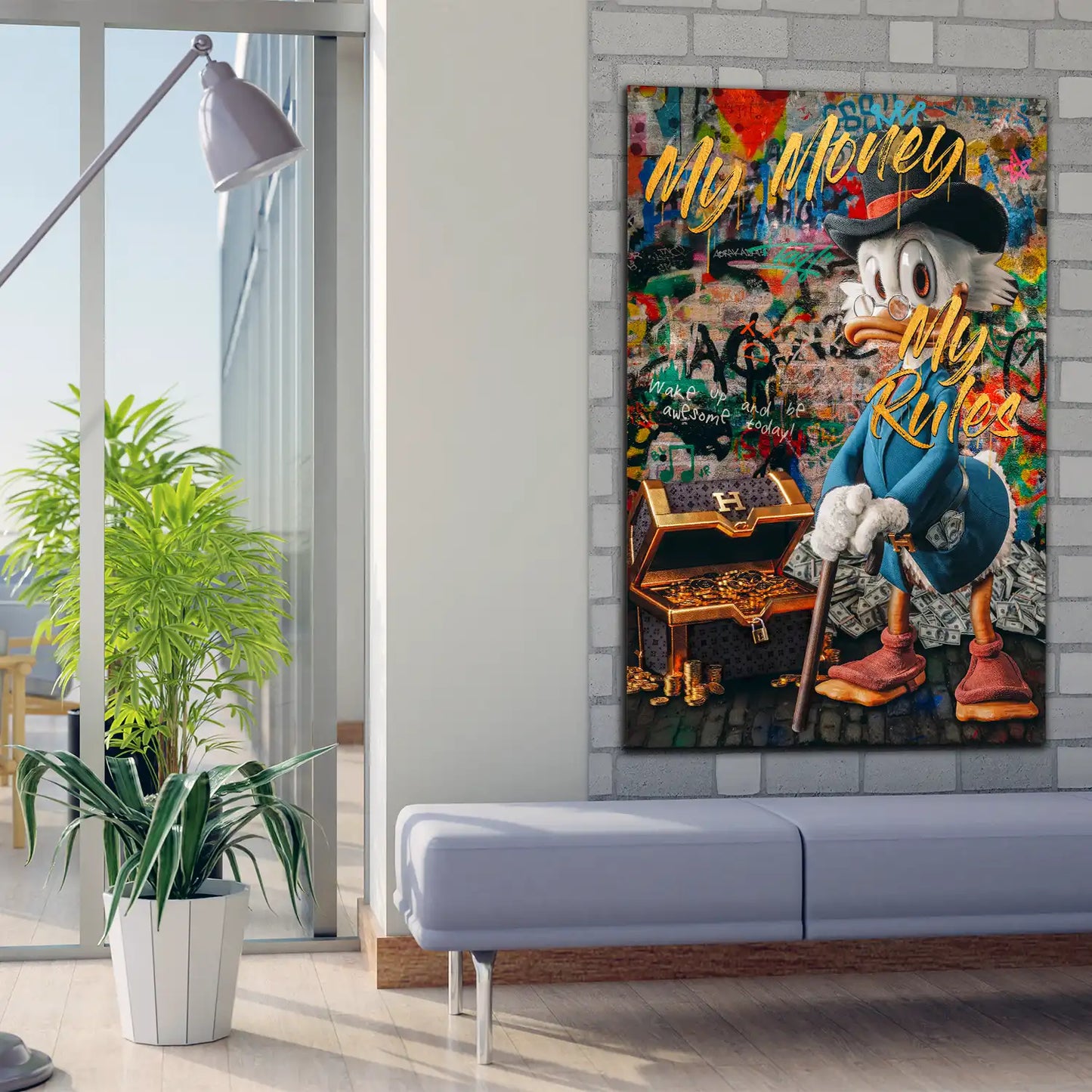 Quadro stampa su tela arte moderna Paperone Pop Art My Rules, Comic, Fumetti