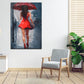 Quadro stampa su tela astratto donna con vestito rosso
